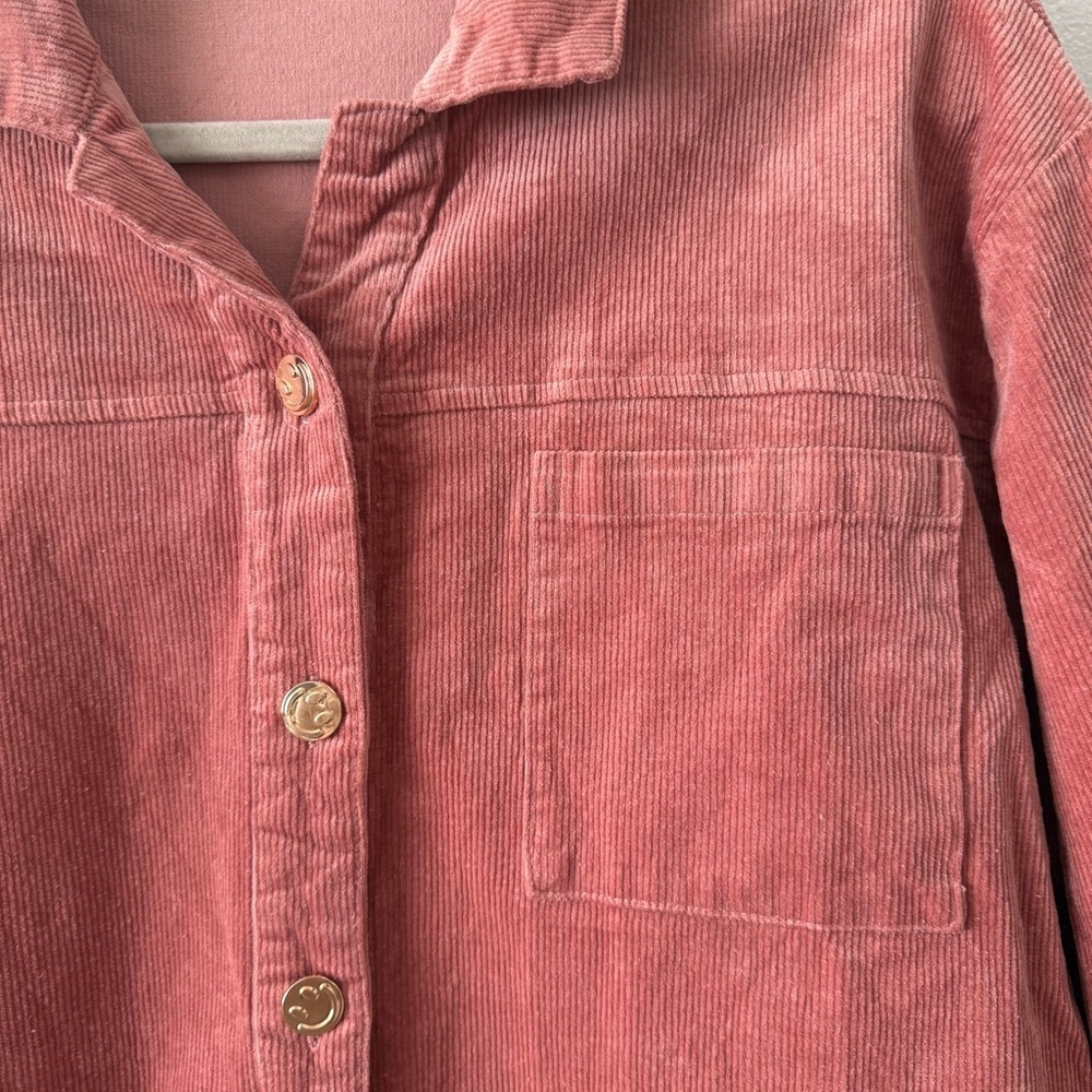 Main Strip Dusty Rose Corduroy Shacket Button Front Size Small - Picture 3 of 9